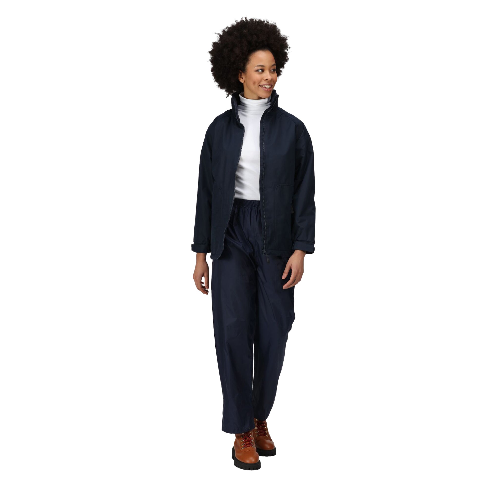 Navy Blue - Pack Shot - Regatta Ladies-Womens Waterproof Windproof Jacket