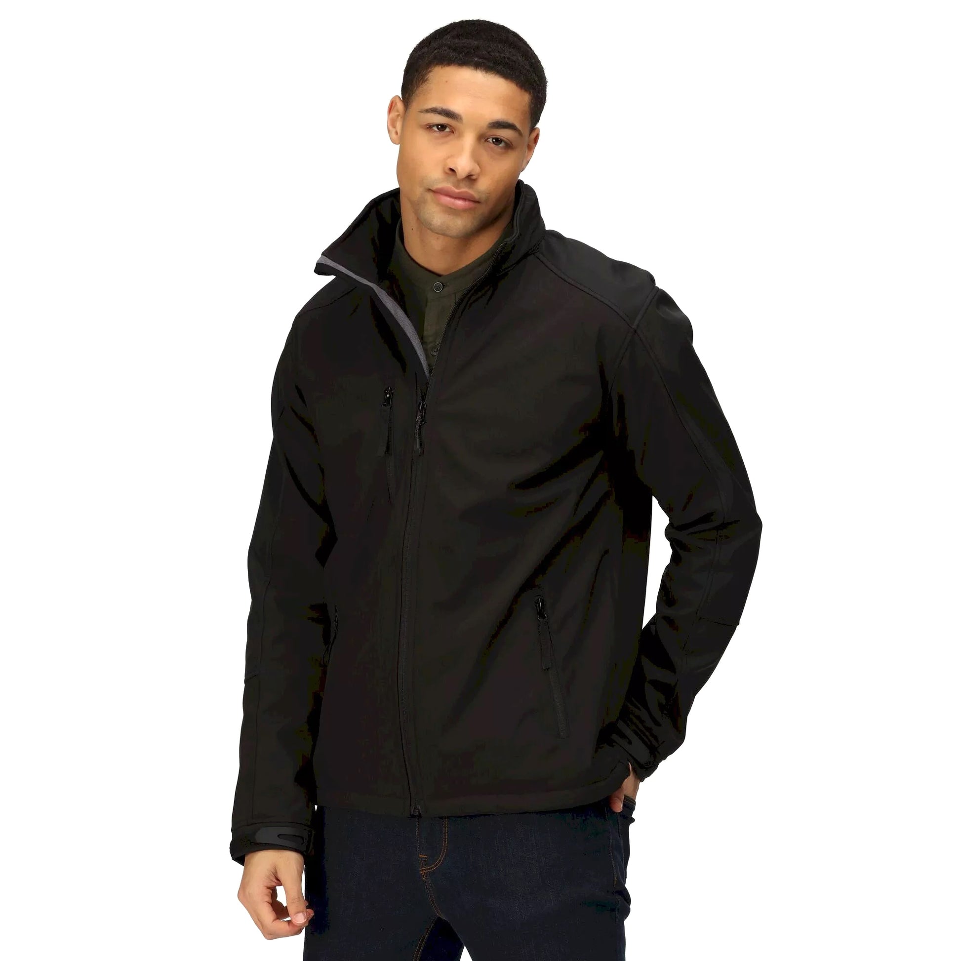 Black - Back - Regatta Reid Mens Softshell Wind Resistant Water Repellent Jacket