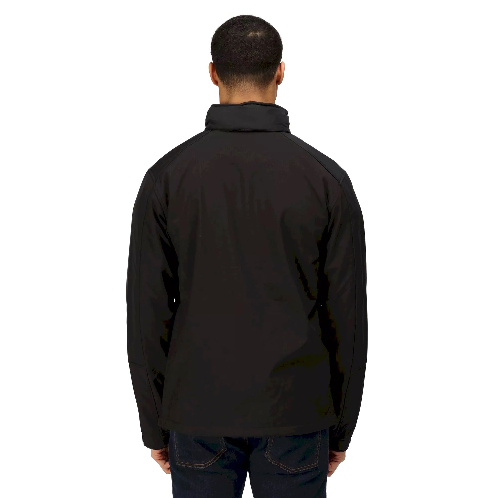 Black - Side - Regatta Reid Mens Softshell Wind Resistant Water Repellent Jacket