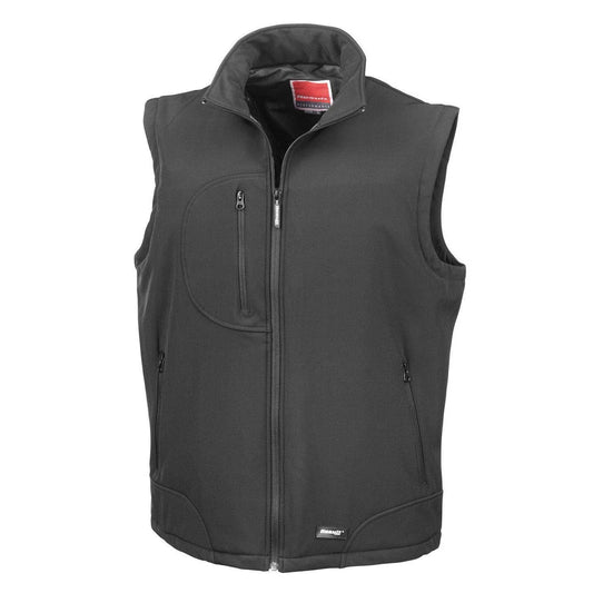 Black-Black - Front - Result Mens Softshell Bodywarmer Breathable Weatherproof Jacket