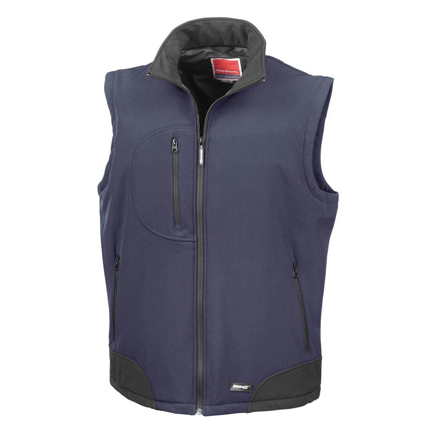 Navy-Black - Front - Result Mens Softshell Bodywarmer Breathable Weatherproof Jacket