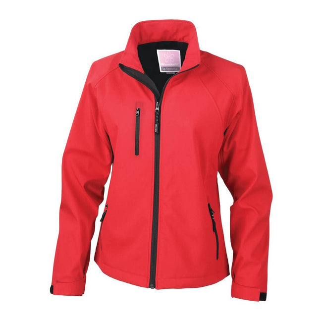 Red - Front - Result Ladies-Womens La Femme® 2 Layer Base Softshell Breathable Wind Resistant Jacket