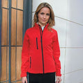Red - Back - Result Ladies-Womens La Femme® 2 Layer Base Softshell Breathable Wind Resistant Jacket