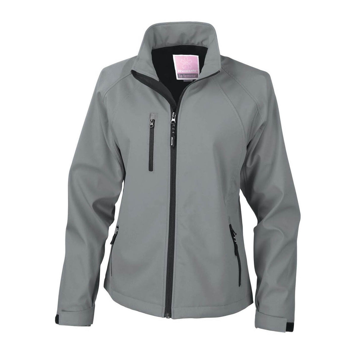 Silver Grey - Front - Result Ladies-Womens La Femme® 2 Layer Base Softshell Breathable Wind Resistant Jacket