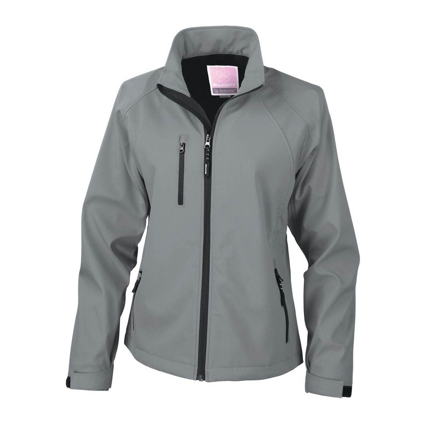 Silver Grey - Front - Result Ladies-Womens La Femme® 2 Layer Base Softshell Breathable Wind Resistant Jacket
