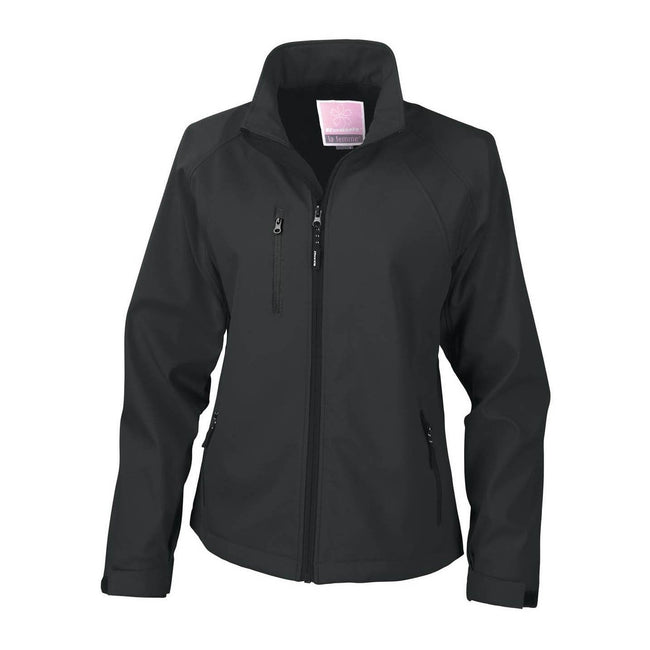 Black - Front - Result Ladies-Womens La Femme® 2 Layer Base Softshell Breathable Wind Resistant Jacket