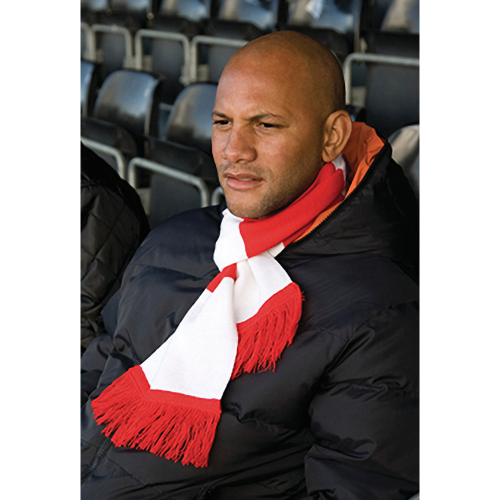White-Red - Side - Result Mens Heavy Knit Thermal Winter Scarf