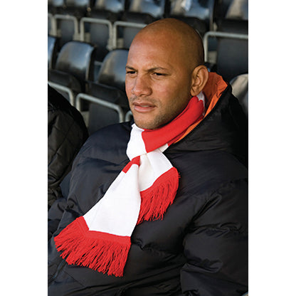 White-Red - Side - Result Mens Heavy Knit Thermal Winter Scarf