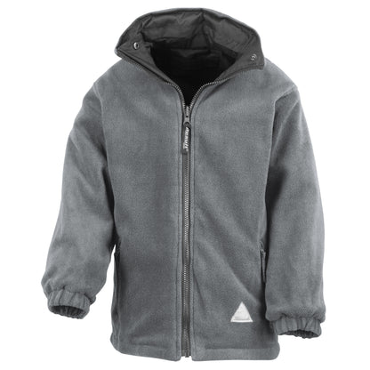 Black-Grey - Front - Result Childrens-Kids Reversible Storm Stuff Anti Pilling Fleece Waterproof Jacket
