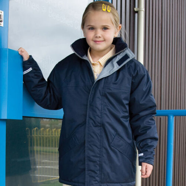 Navy Blue - Back - Result Childrens-Kids Core Winter Parka Waterproof Windproof Jacket