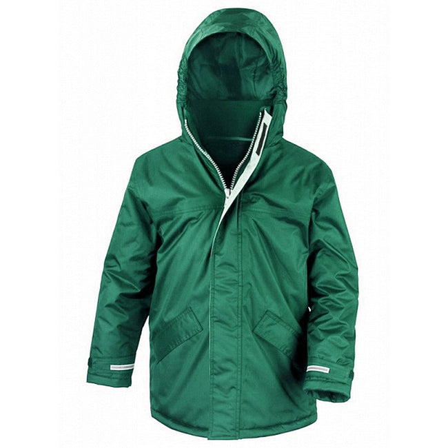 Bottle Green - Front - Result Childrens-Kids Core Winter Parka Waterproof Windproof Jacket