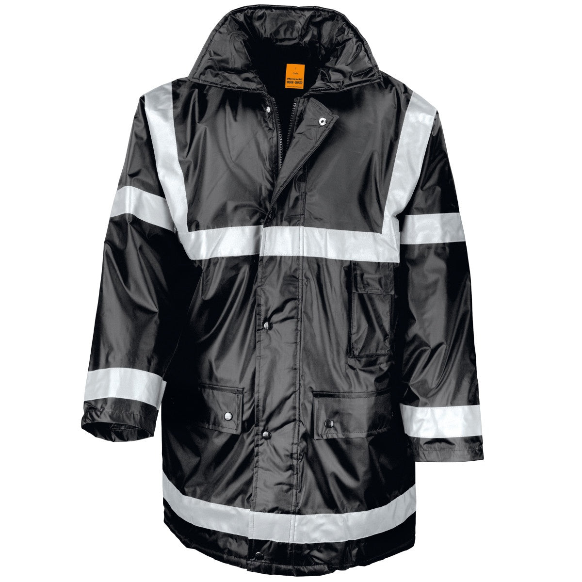 Black - Front - Result Mens Work-Guard Workwear Management Coat