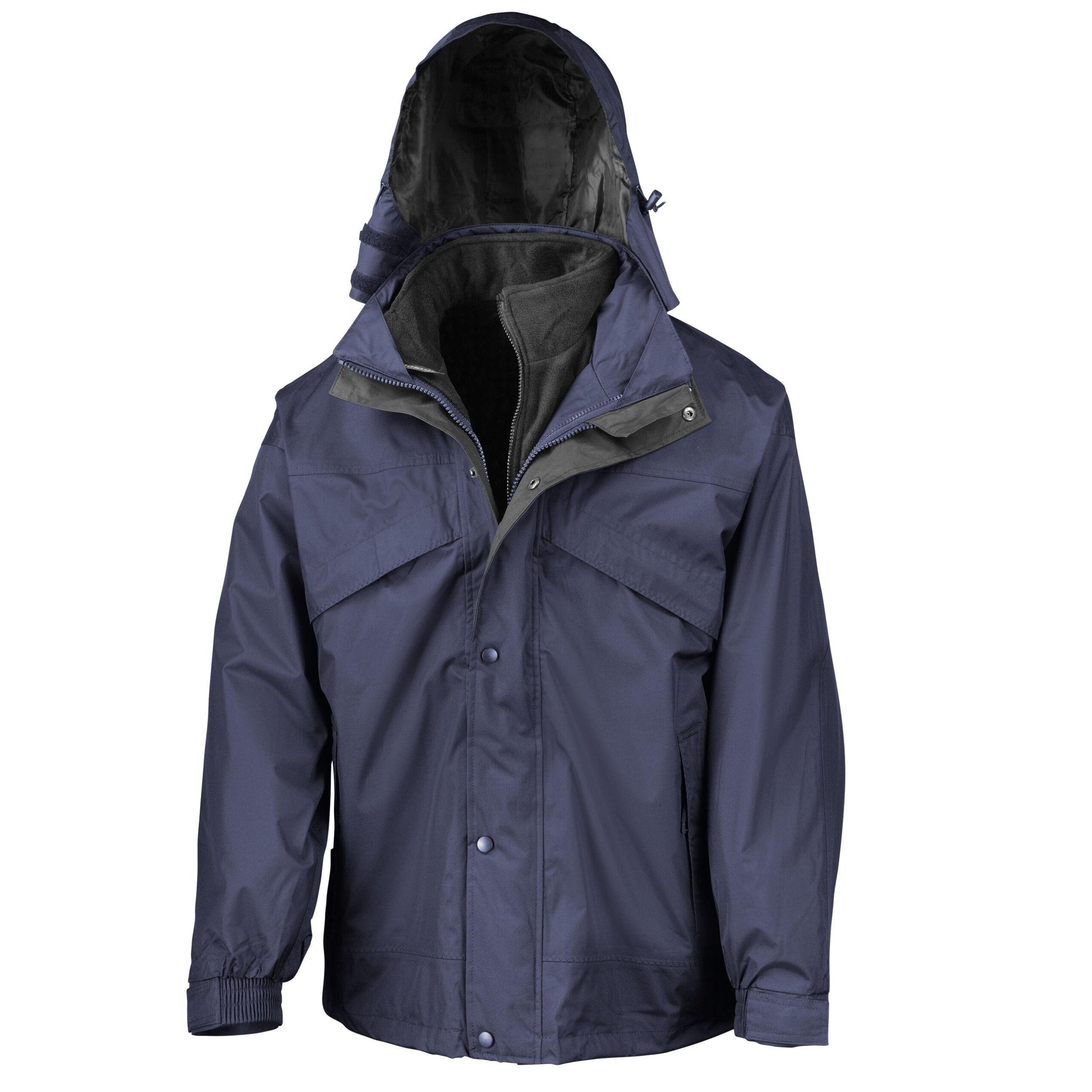 Navy - Back - Result Mens 3 In 1 Zip And Clip StormDri Waterproof Windproof Jacket