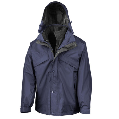 Navy - Back - Result Mens 3 In 1 Zip And Clip StormDri Waterproof Windproof Jacket