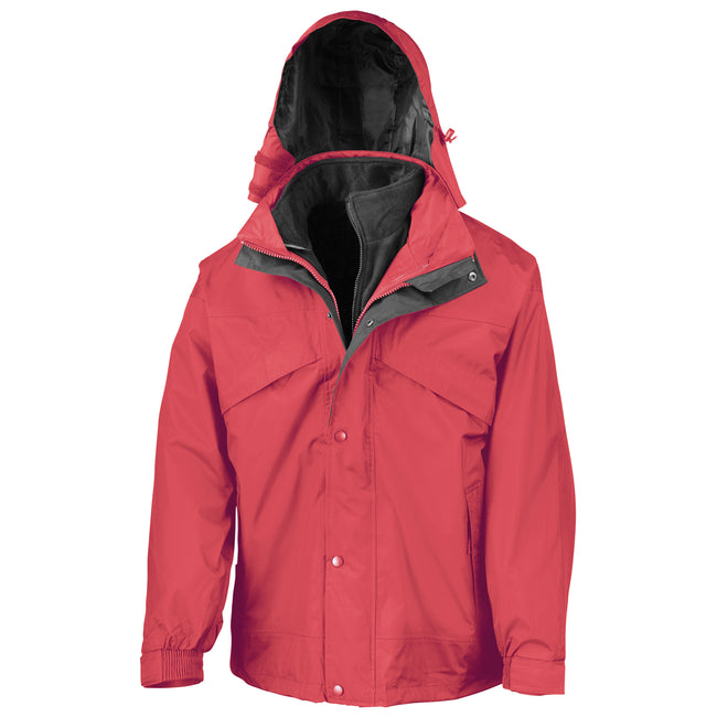 Red - Front - Result Mens 3 In 1 Zip And Clip StormDri Waterproof Windproof Jacket