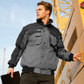 Grey-Black - Back - Result Mens Workguard Zip Sleeve Heavy Duty Water Repellent Windproof Jacket