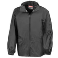 Black - Front - Result Mens Lightweight Windcheater in a Bag Showerproof Windproof Jacket (Concealed Hood)