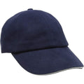 Navy-White - Side - Result Unisex Low Profile Heavy Brushed Cotton Baseball Cap With Sandwich Peak