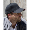 Black-Red - Back - Result Unisex Low Profile Heavy Brushed Cotton Baseball Cap With Sandwich Peak