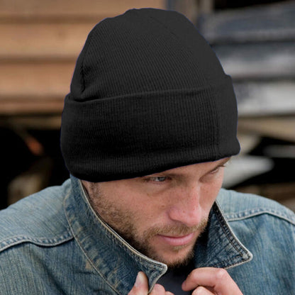 Black - Back - Result Wooly Heavyweight Knit Thermal Winter-Ski Hat