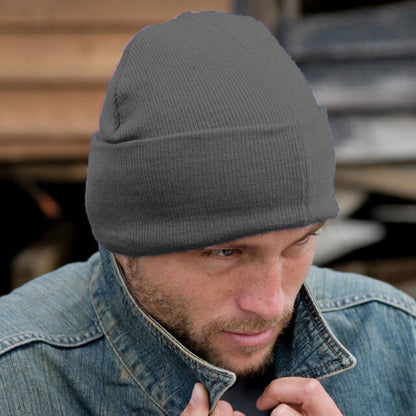 Grey - Back - Result Wooly Heavyweight Knit Thermal Winter-Ski Hat
