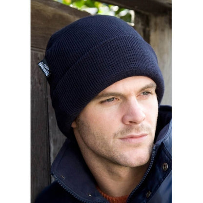 Navy Blue - Side - Result Woolly Thermal Ski-Winter Hat with 3M Thinsulate Insulation