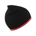 Black-Red - Front - Result Unisex Reversible Fashion Fit Winter Beanie Hat
