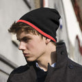 Black-Red - Back - Result Unisex Reversible Fashion Fit Winter Beanie Hat