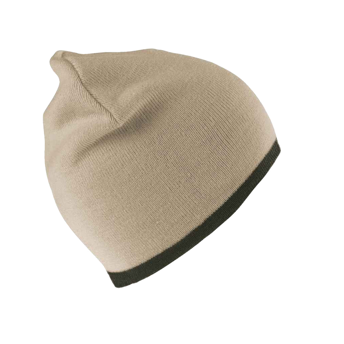 Stone-Olive - Front - Result Unisex Reversible Fashion Fit Winter Beanie Hat