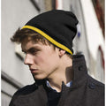 Black-Yellow - Back - Result Unisex Reversible Fashion Fit Winter Beanie Hat