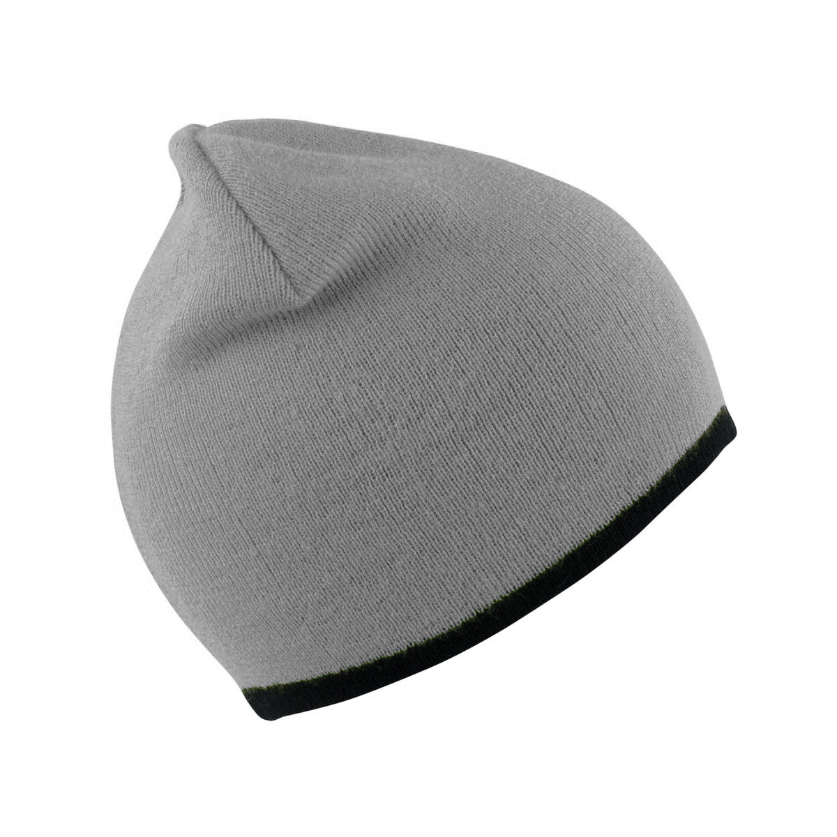 Grey-Black - Front - Result Unisex Reversible Fashion Fit Winter Beanie Hat