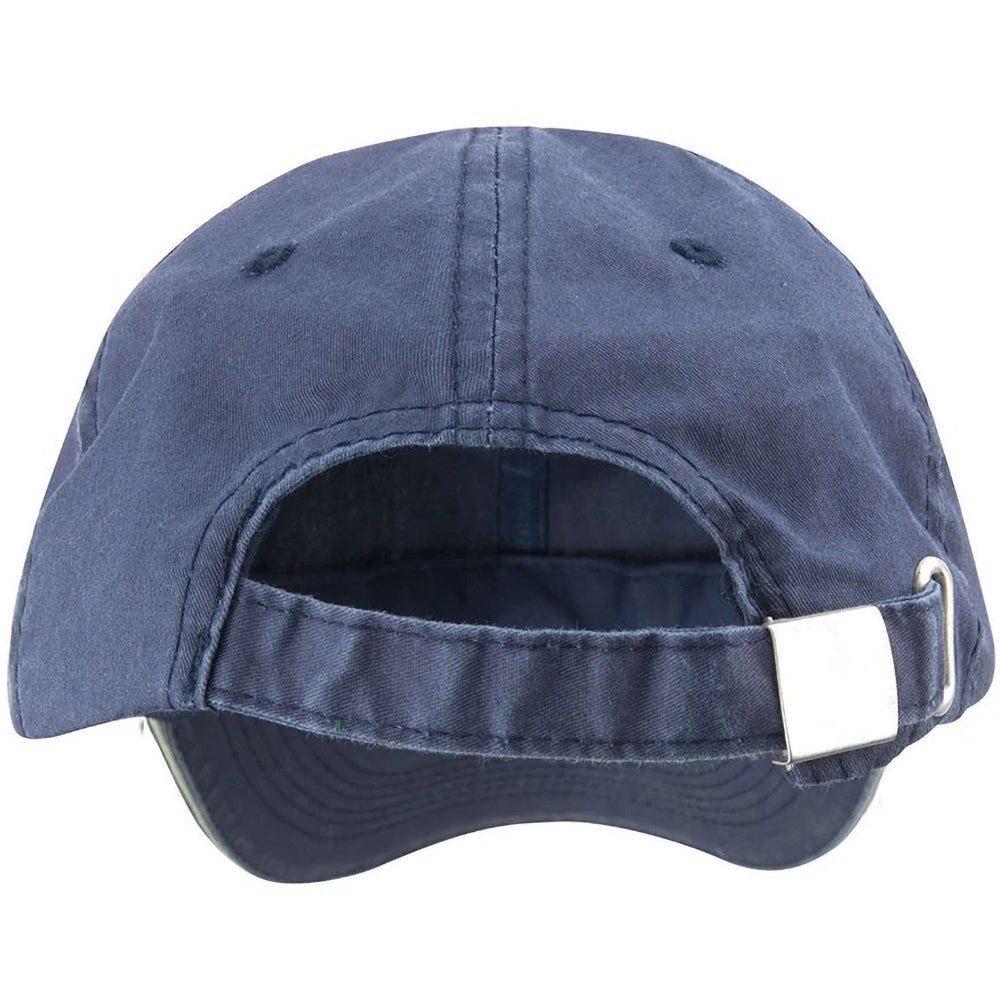 Navy-Putty - Back - Result Washed Fine Line Cotton Baseball Cap With Sandwich Peak