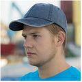 Navy-Putty - Side - Result Washed Fine Line Cotton Baseball Cap With Sandwich Peak