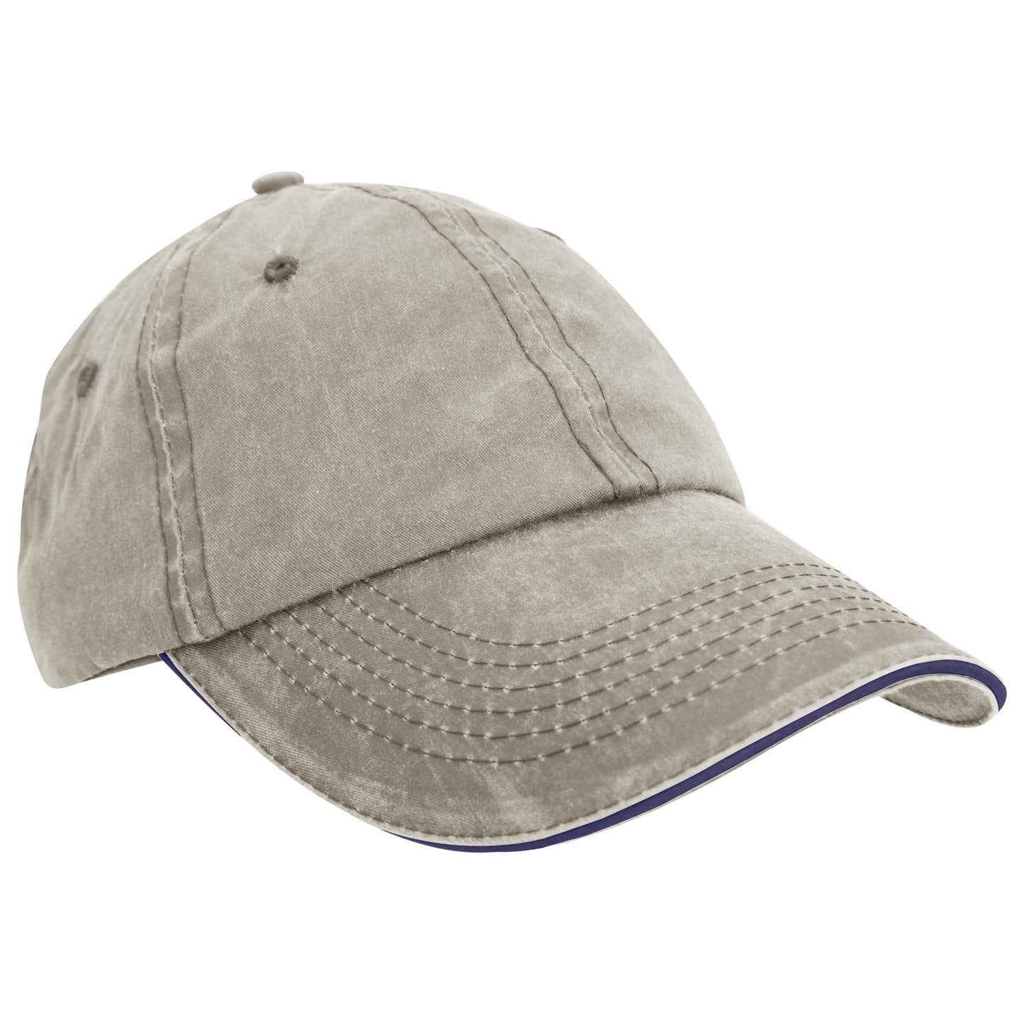 Putty-Navy - Front - Result Washed Fine Line Cotton Baseball Cap With Sandwich Peak
