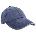 Navy-Putty - Front - Result Washed Fine Line Cotton Baseball Cap With Sandwich Peak