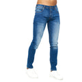 Stone Wash - Front - Born Rich Mens Alaric Leather Patch Jeans