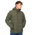 Olive - Front - Crosshatch Mens Kampleys Embossed Padded Jacket