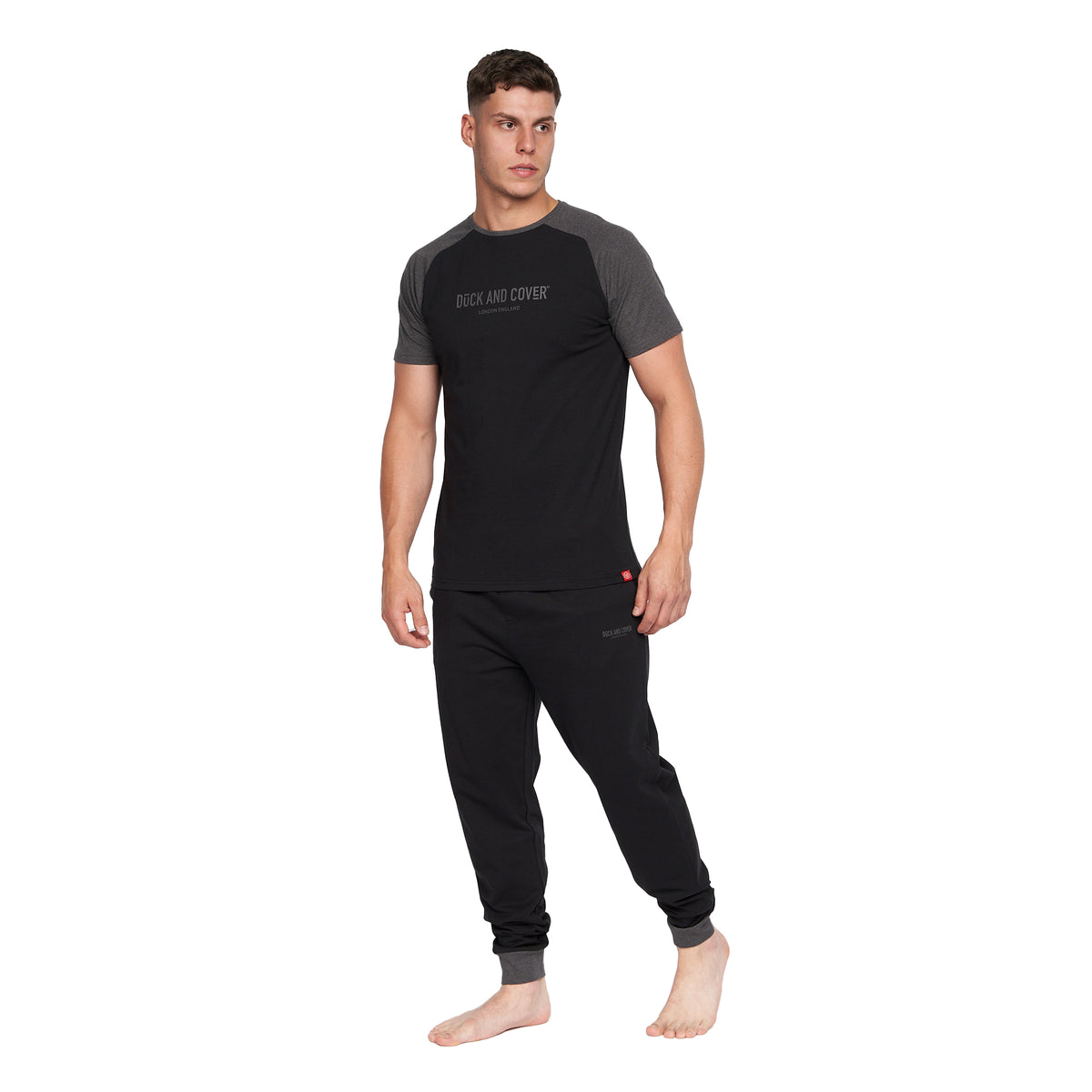 Black - Front - Duck and Cover Mens Vianney Pyjama Set