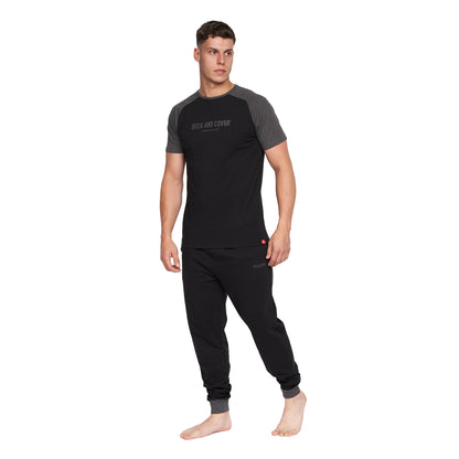 Black - Front - Duck and Cover Mens Vianney Pyjama Set