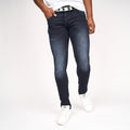 Blue Black - Front - Crosshatch Mens Barbeck Slim Jeans