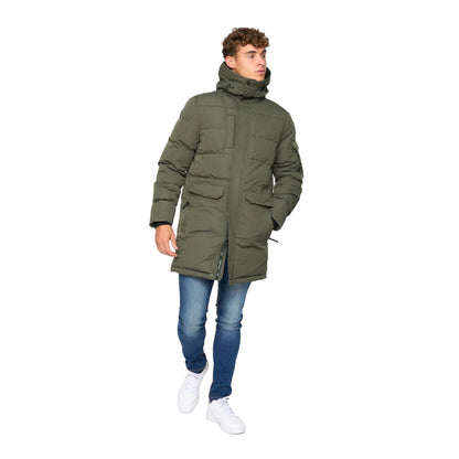 Olive - Lifestyle - Crosshatch Mens Milwaka Long Padded Jacket