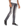 Light Grey - Front - Money Mens Ape Ripped Jeans