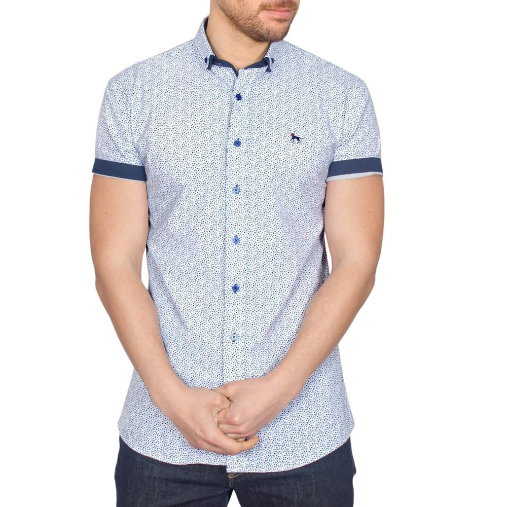 White - Front - Bewley & Ritch Mens Jackson Ditsy Print Short-Sleeved Shirt