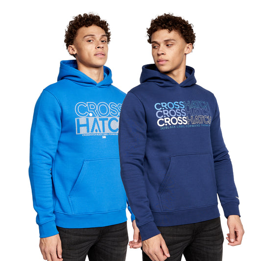 Navy-Blue - Front - Crosshatch Mens Larmen Hoodie (Pack of 2)