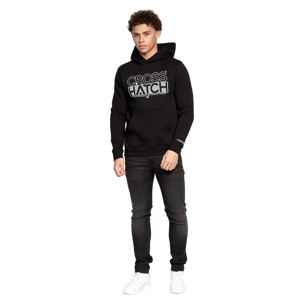 Black-White - Pack Shot - Crosshatch Mens Englow Hoodie (Pack of 2)