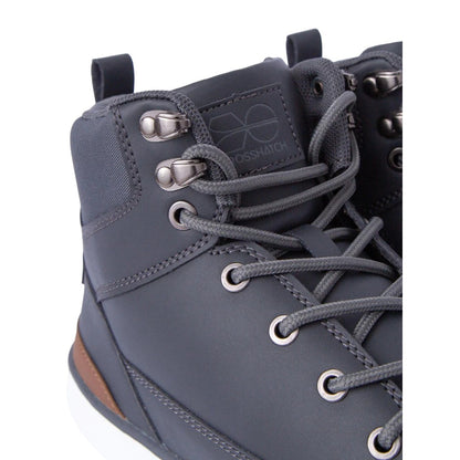 Grey - Side - Crosshatch Mens Staiger Leather Trainers