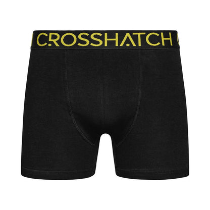 Black - Side - Crosshatch Mens Chasma Boxer Shorts (Pack of 5)