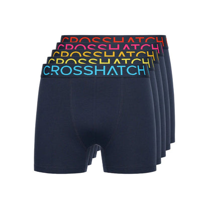 Navy - Front - Crosshatch Mens Chasma Boxer Shorts (Pack of 5)