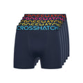 Navy - Front - Crosshatch Mens Chasma Boxer Shorts (Pack of 5)