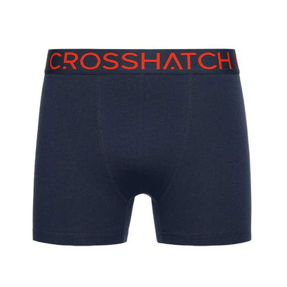 Navy - Side - Crosshatch Mens Chasma Boxer Shorts (Pack of 5)